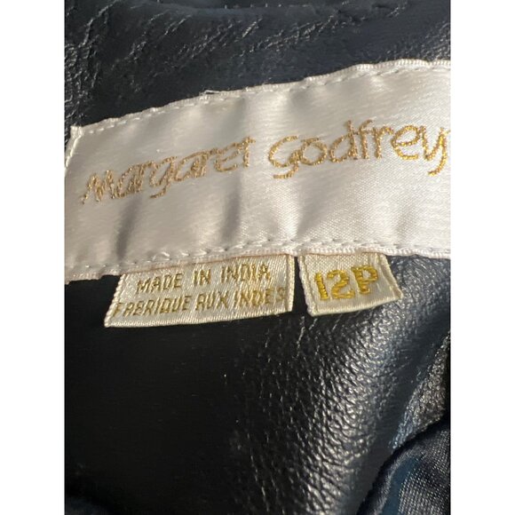 Margaret Godfrey Womens Black Leather Blazer Jacket 12P - Picture 9 of 9